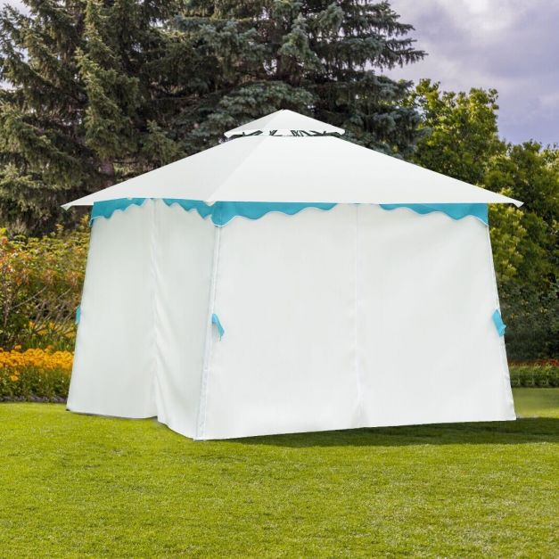 2-Tier 10 x 10 Feet Patio Gazebo Canopy Tent with Side Walls