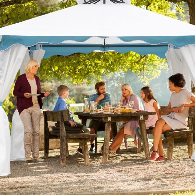 2-Tier 10 x 10 Feet Patio Gazebo Canopy Tent with Side Walls