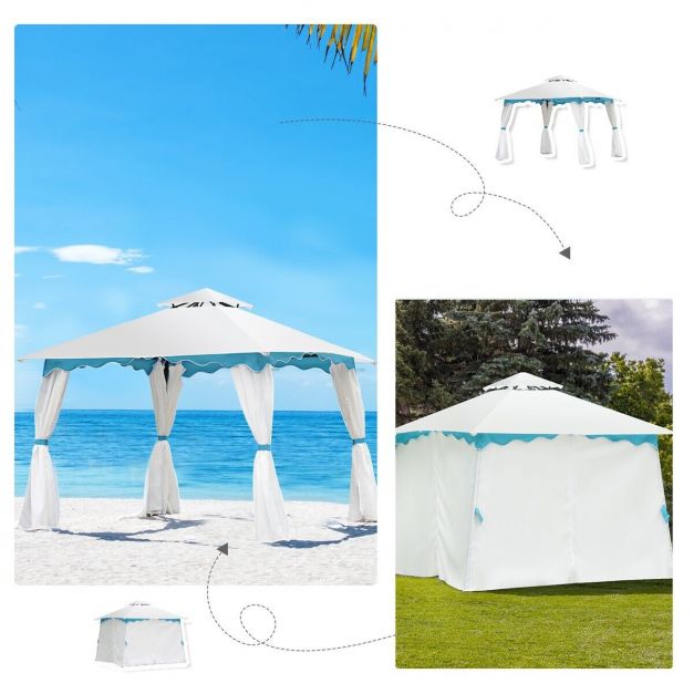 2-Tier 10 x 10 Feet Patio Gazebo Canopy Tent with Side Walls