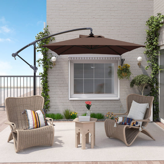 مظلة خارجية مربعة بطول 3 أمتار من Outsunny مع قاعدة متقاطعة - بني