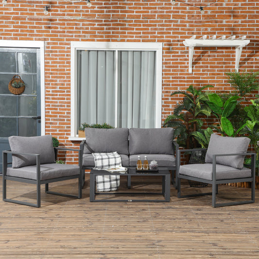 Outsunny 4 Pieces Garden Sofa Set in Grey, image 2