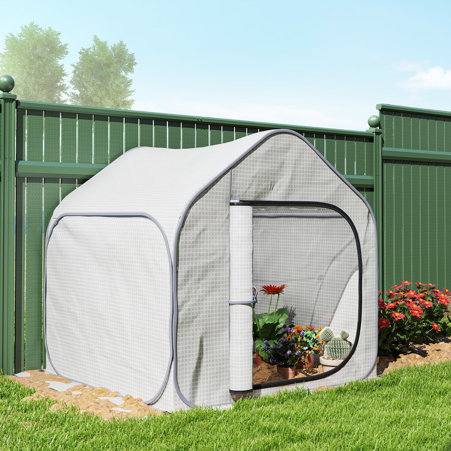 Outsunny 150 x 148cm Pop-Up Szklarnia - Biała