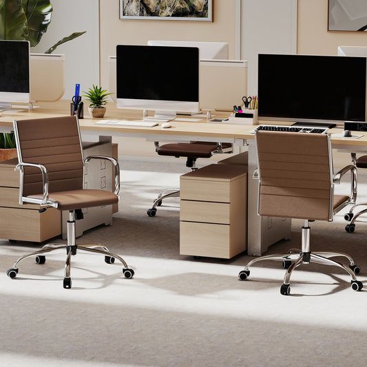 Height Adjustable Rolling High-Back Executive Chair for Home Office-Brown