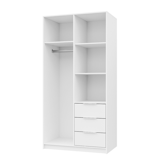 White Mirrored Hinged Door Wardrobe 100cm – HAMPTON LUX D2