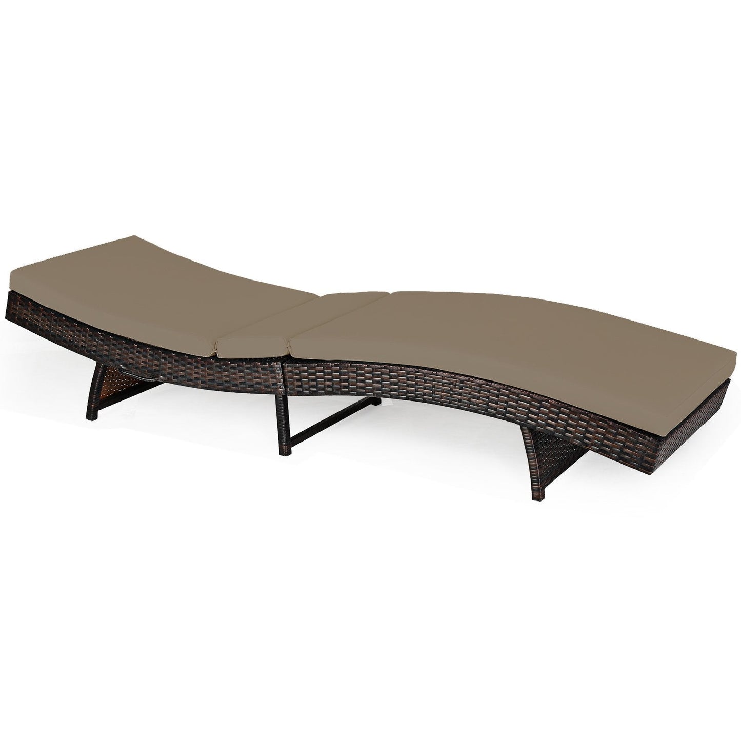 Outdoor Adjustable Folding Chaise Lounge with Removable Thick Cushion-Grey