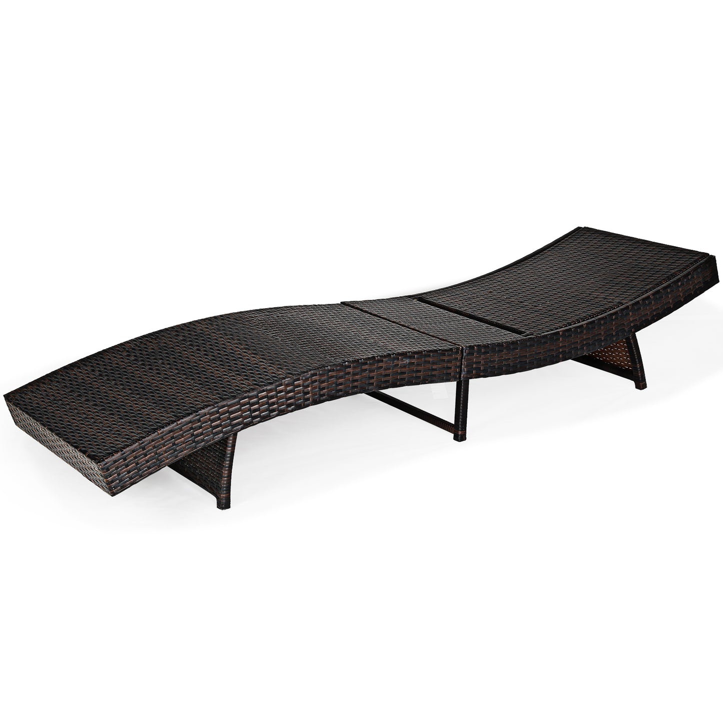 Outdoor Adjustable Folding Chaise Lounge with Removable Thick Cushion-Grey