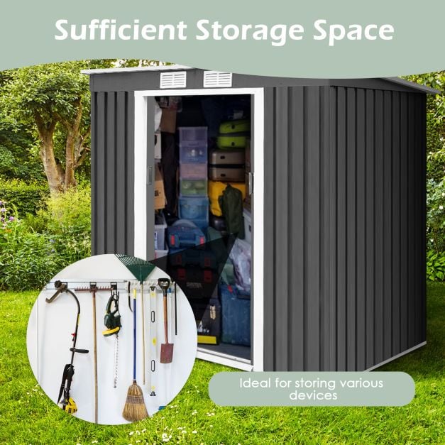 4' x 7' Outdoor Garden Storage Shed Tool House-Gray
