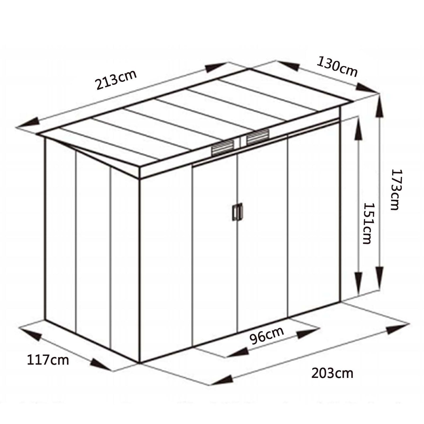 Outdoor Metal Garden Storage Shed with Sloping Roof-Dark Grey