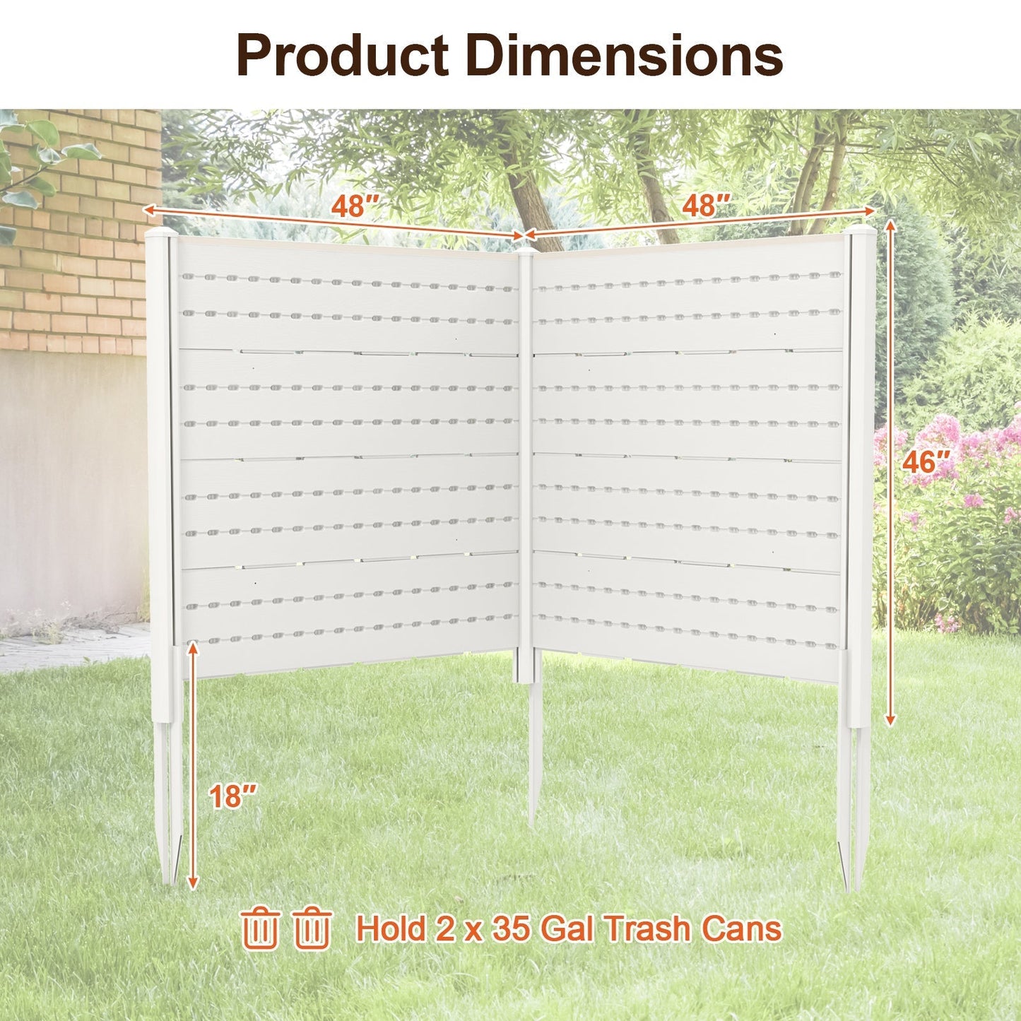 Outdoor Privacy Fence Screen with 5 Ground Stakes for Garden Yard Patio-White