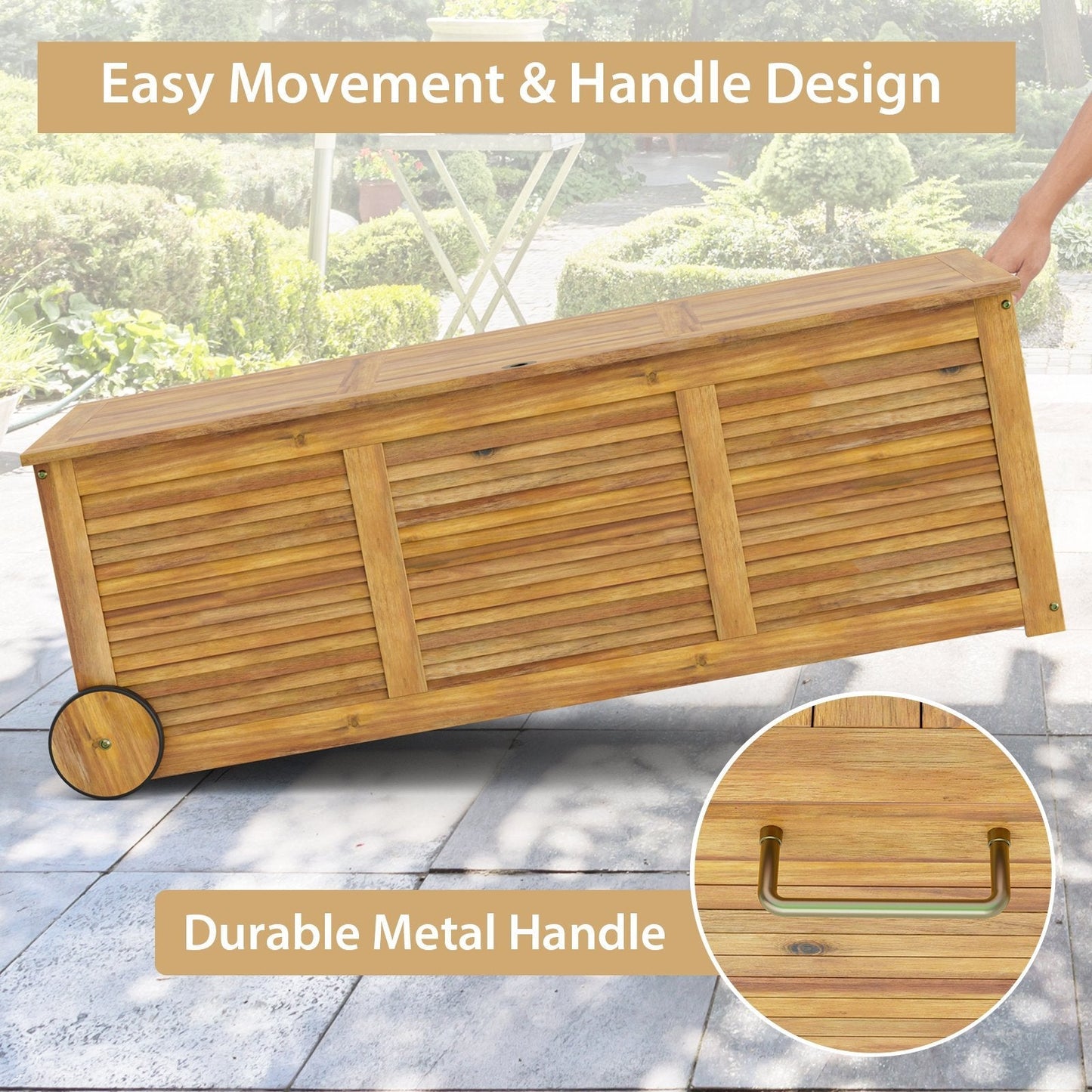 Outdoor Storage Box with 2 Wheels for Patio