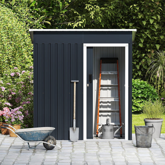 Outdoor Storage Shed All-Weather Color Steel Garden Shed-Grey