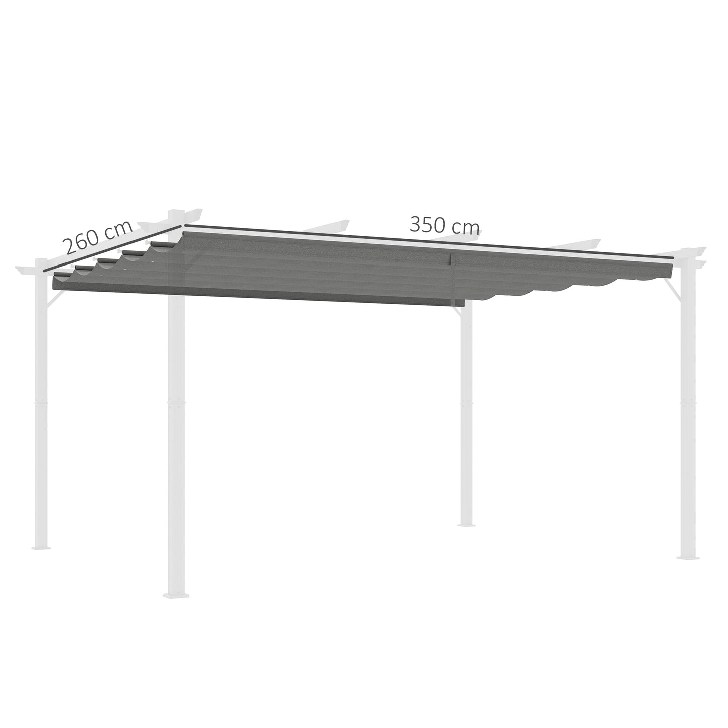 Osłona przeciwsłoneczna Outsunny Retractable Pergola Shade Cover, wymienna osłona do pergoli 4 x 3 (m), dach chowany, jasnoszary
