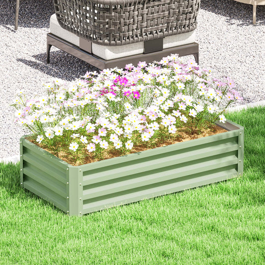 Outsunny Raised Beds for Garden, Galvanised Outdoor Planters, for Herbs and Vegetables, Use for Patio, Garden, Balcony