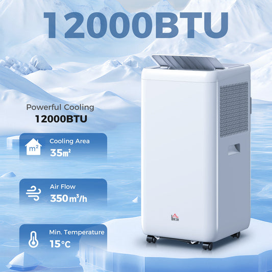 HOMCOM 12,000 BTU 5-in-1 Mobile Air Conditioner, 35m² Radius - White