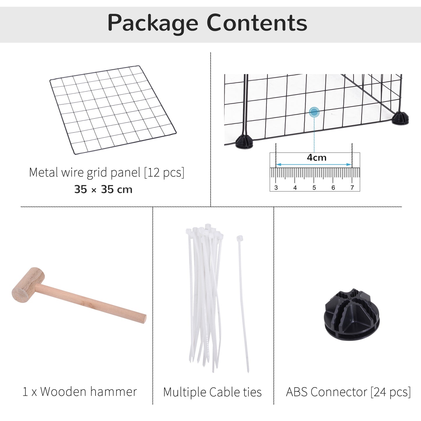 PawHut DIY Pet Playpen Metal Wire Fence 12 Panel Enclosure Indoor Outdoor Guinea Pig Bunny Small Animals Cage Black
