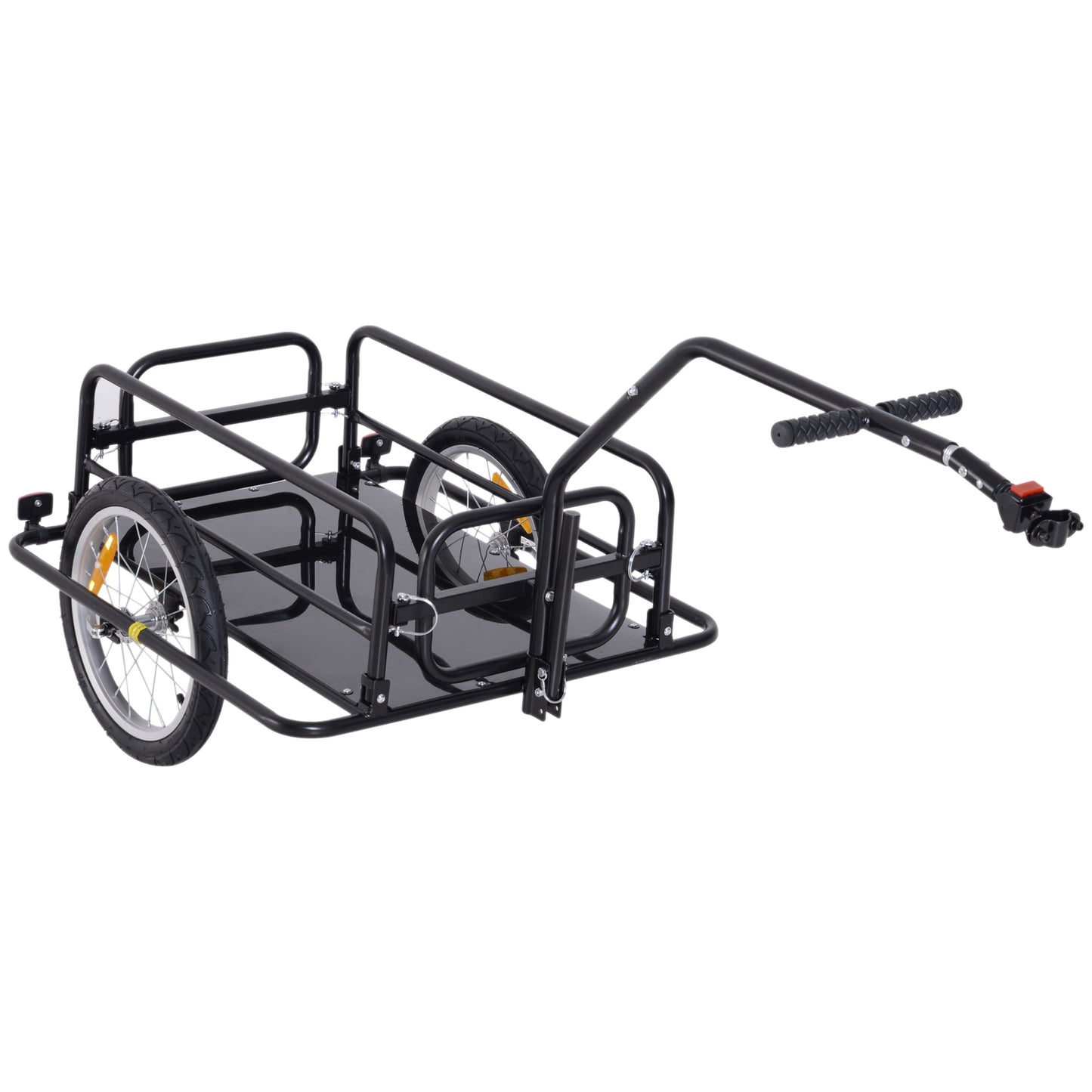 Przyczepa rowerowa HOMCOM Bike Cargo Wózek do przechowywania ładunków rowerowych z zaczepem Rowerowy kempingowy Przechowywanie bagażu Transport Stalowy czarny