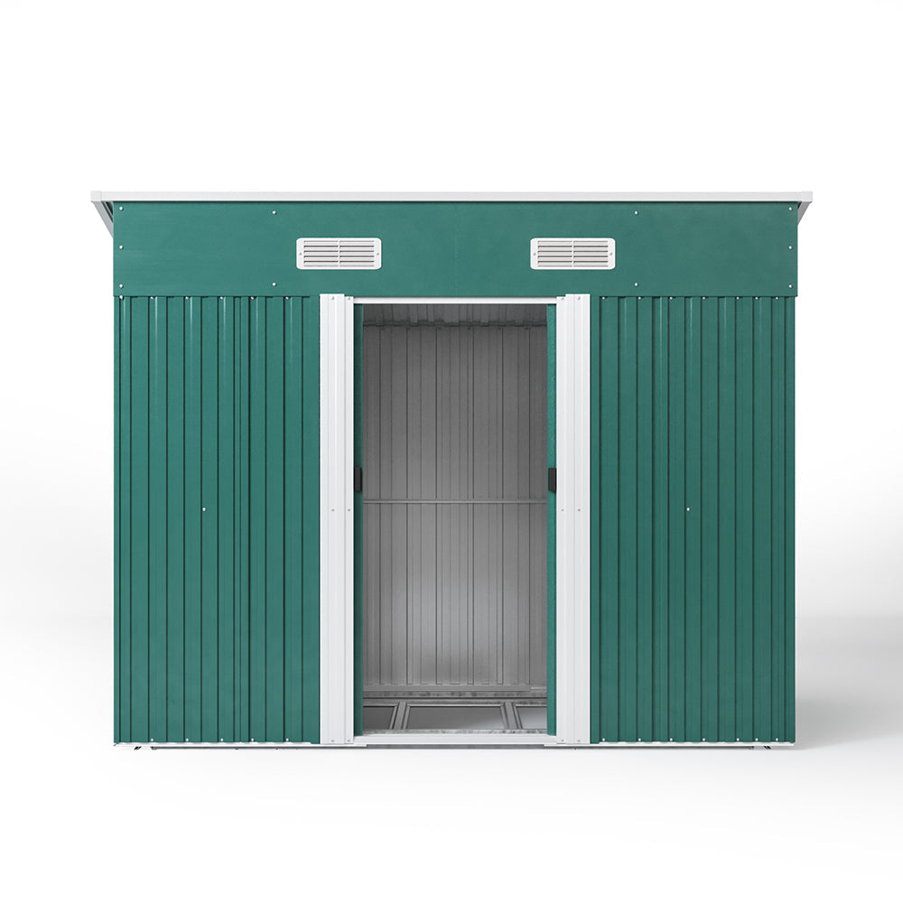 Szopa ogrodowa 4' x 6' stóp / 4' x 8' stóp z dachem dwuspadowym, stalowa