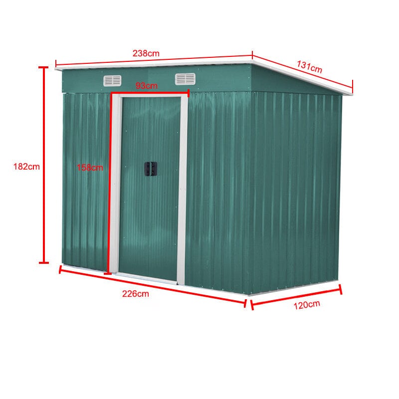 Szopa ogrodowa 4' x 6' stóp / 4' x 8' stóp z dachem dwuspadowym, stalowa