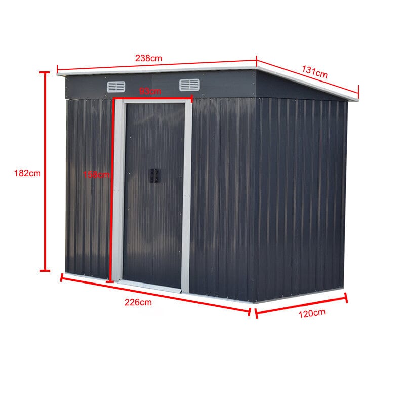 Szopa ogrodowa 4' x 6' stóp / 4' x 8' stóp z dachem dwuspadowym, stalowa