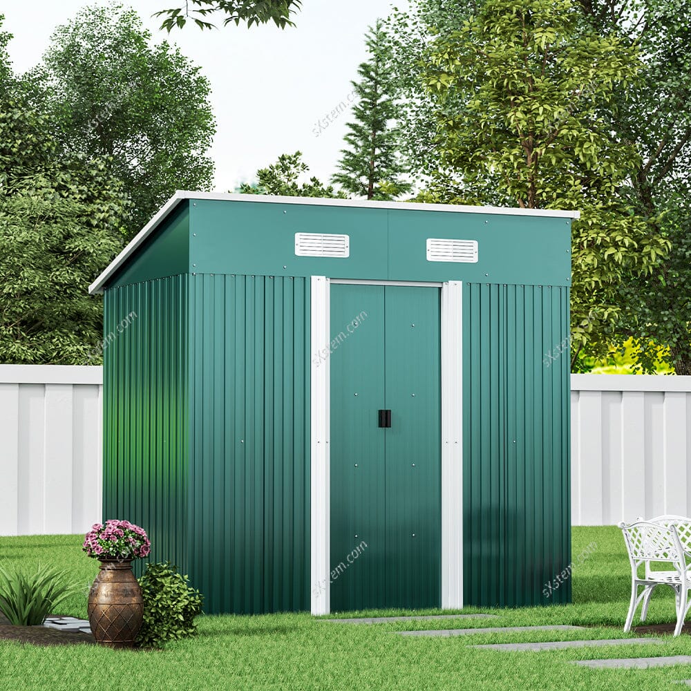 Szopa ogrodowa 4' x 6' stóp / 4' x 8' stóp z dachem dwuspadowym, stalowa