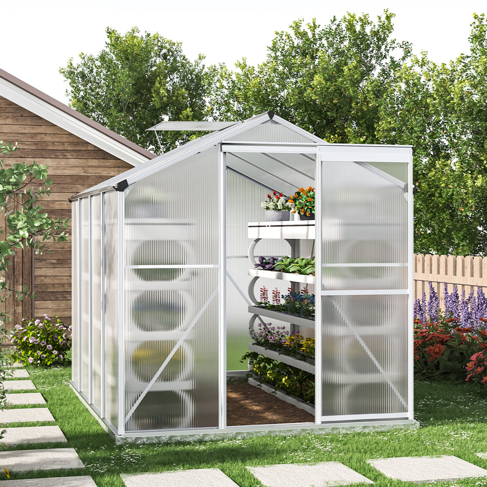 The Home Master Silver Aluminum Framed 6x6 Greenhouse with Vent