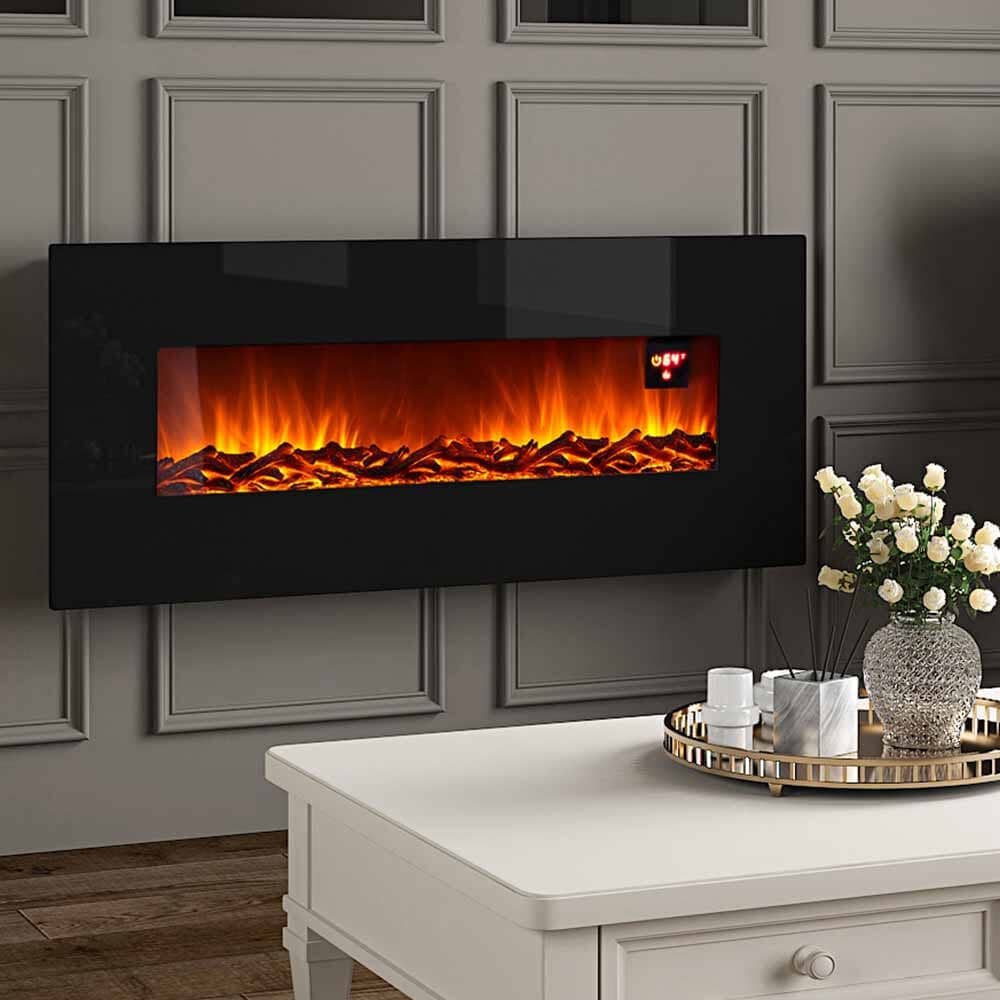 50 Inch Wall Mounted Electric Fireplaces with Logs 1800W Electric Fireplace