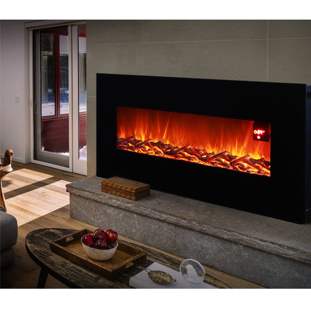 50 Inch Wall Mounted Electric Fireplaces with Logs 1800W Electric Fireplace