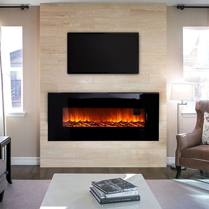 50 Inch Wall Mounted Electric Fireplaces with Logs 1800W Electric Fireplace