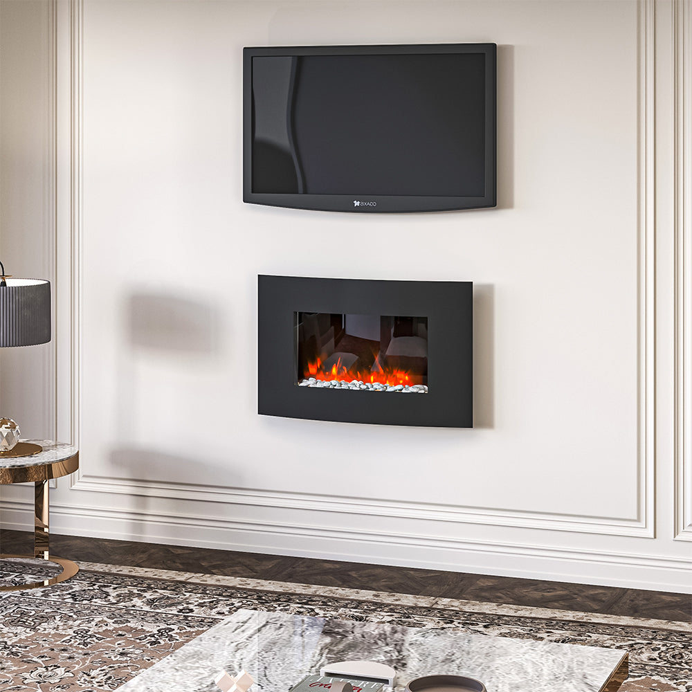 35 Inch Curved Screen Electric Fireplace Realistic 1800W Fire Effect Heater