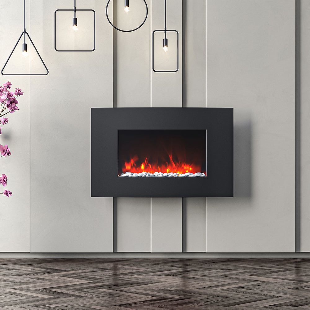 35 Inch Curved Screen Electric Fireplace Realistic 1800W Fire Effect Heater
