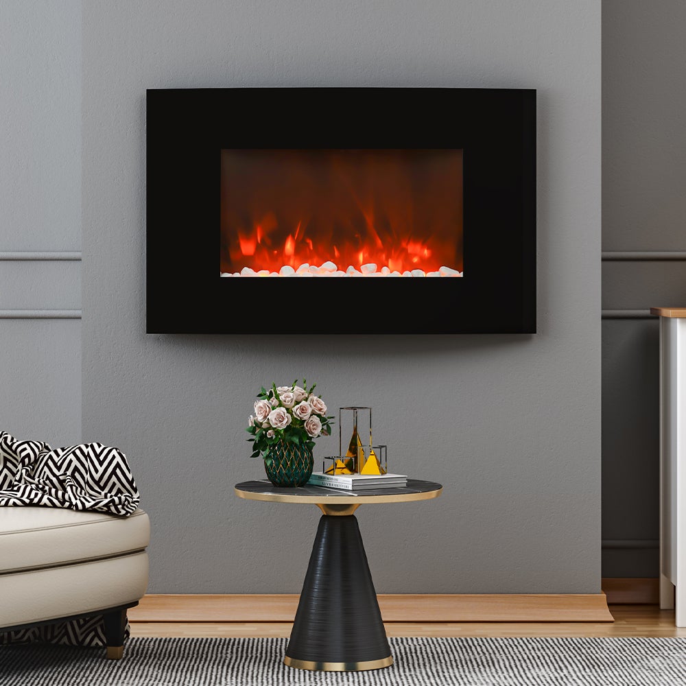 35 Inch Curved Screen Electric Fireplace Realistic 1800W Fire Effect Heater