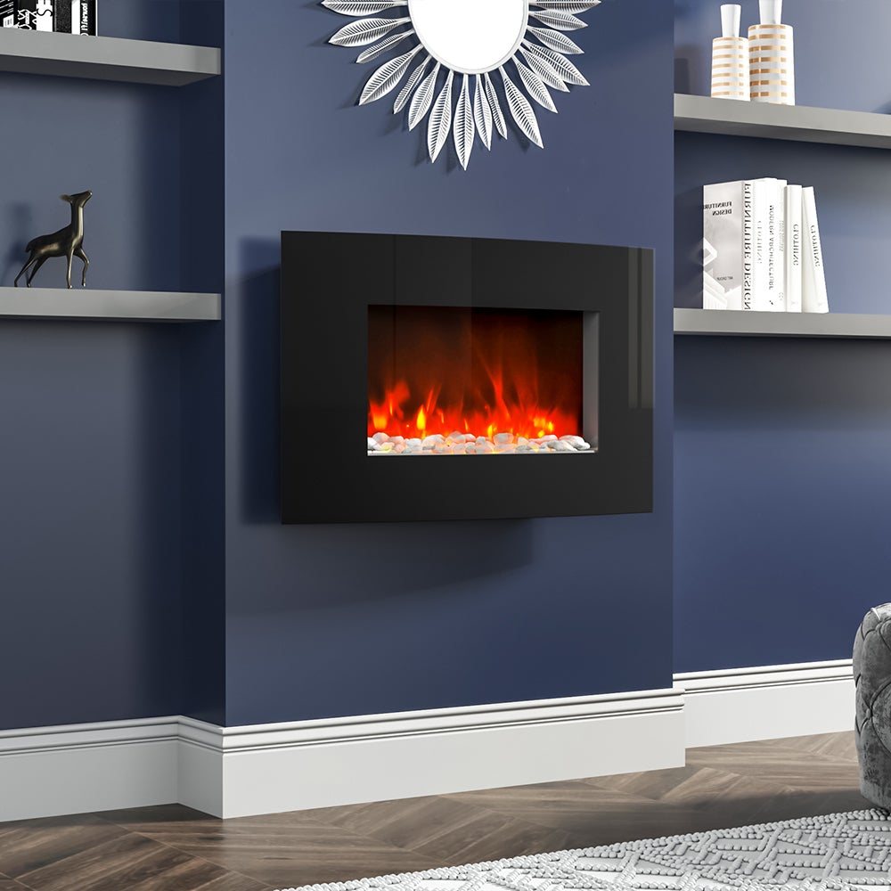 35 Inch Curved Screen Electric Fireplace Realistic 1800W Fire Effect Heater