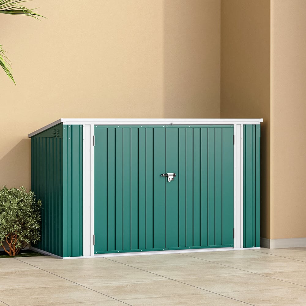 6/7ft Lockable Steel Garden Metal Junk/Bike Storage Shed Green/Black/Grey