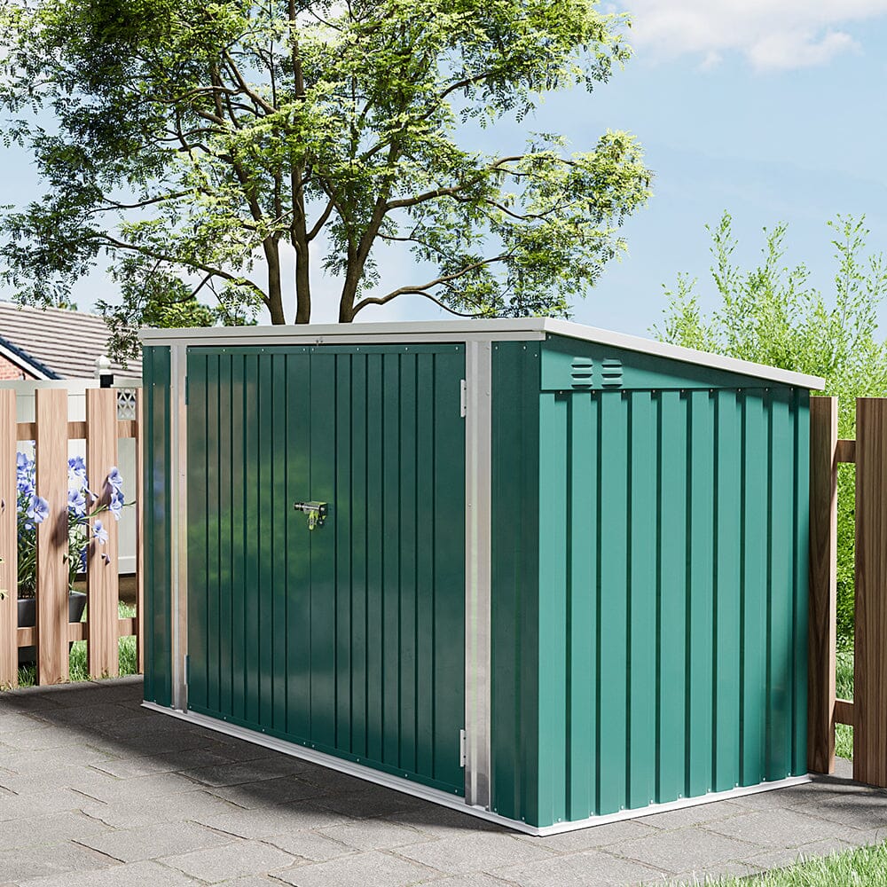 6/7ft Lockable Steel Garden Metal Junk/Bike Storage Shed Green/Black/Grey