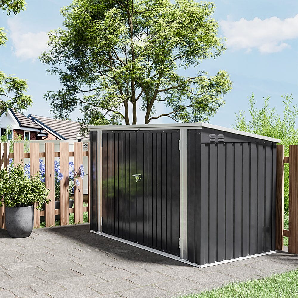 6/7ft Lockable Steel Garden Metal Junk/Bike Storage Shed Green/Black/Grey