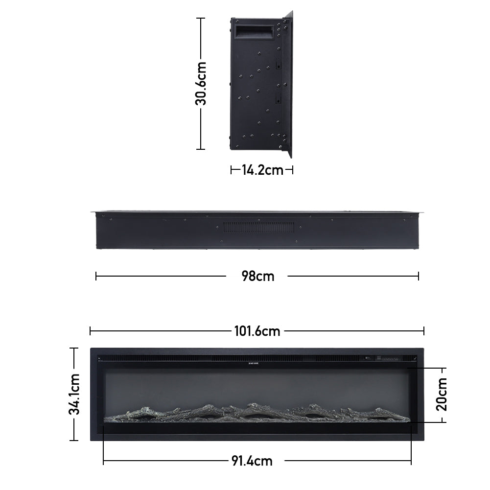 40/50/60/70/80 Inch Electric Fireplace 9 Colour LED Flame Effect Heater With Remote Control