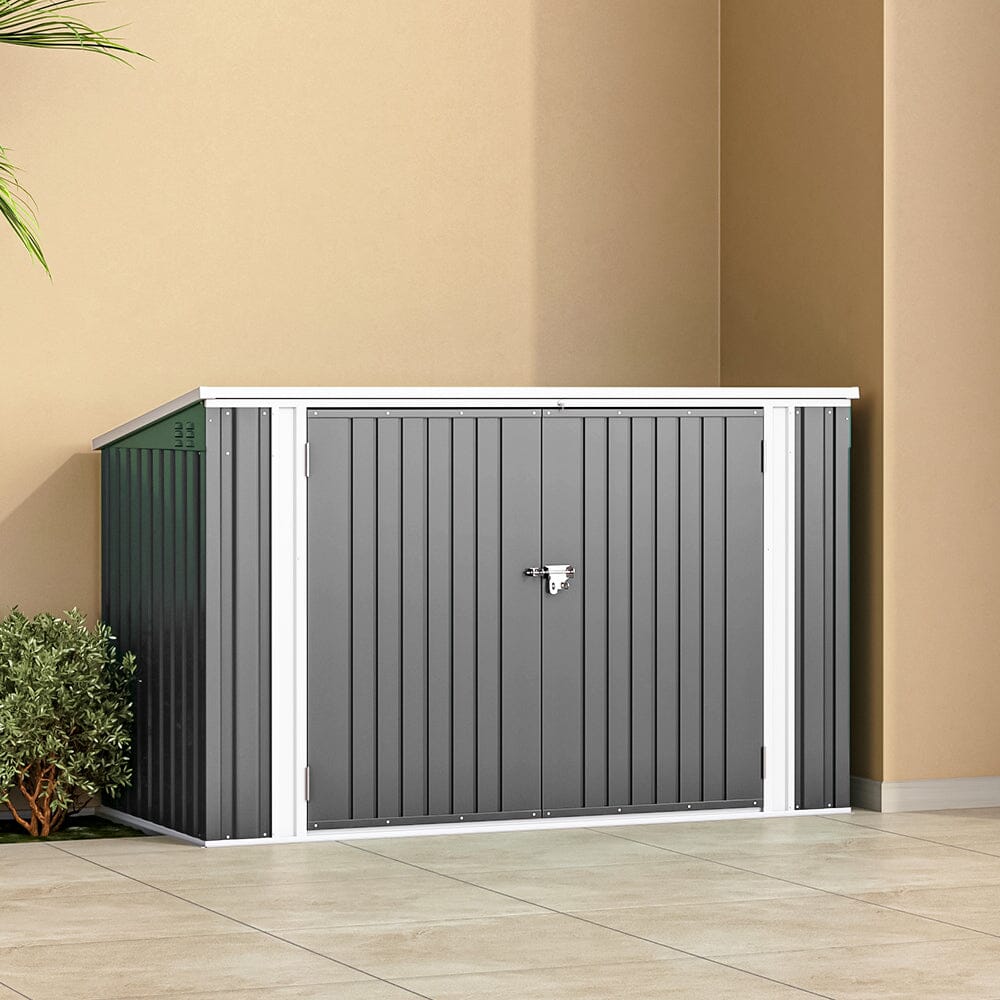 6/7ft Lockable Steel Garden Metal Junk/Bike Storage Shed Green/Black/Grey