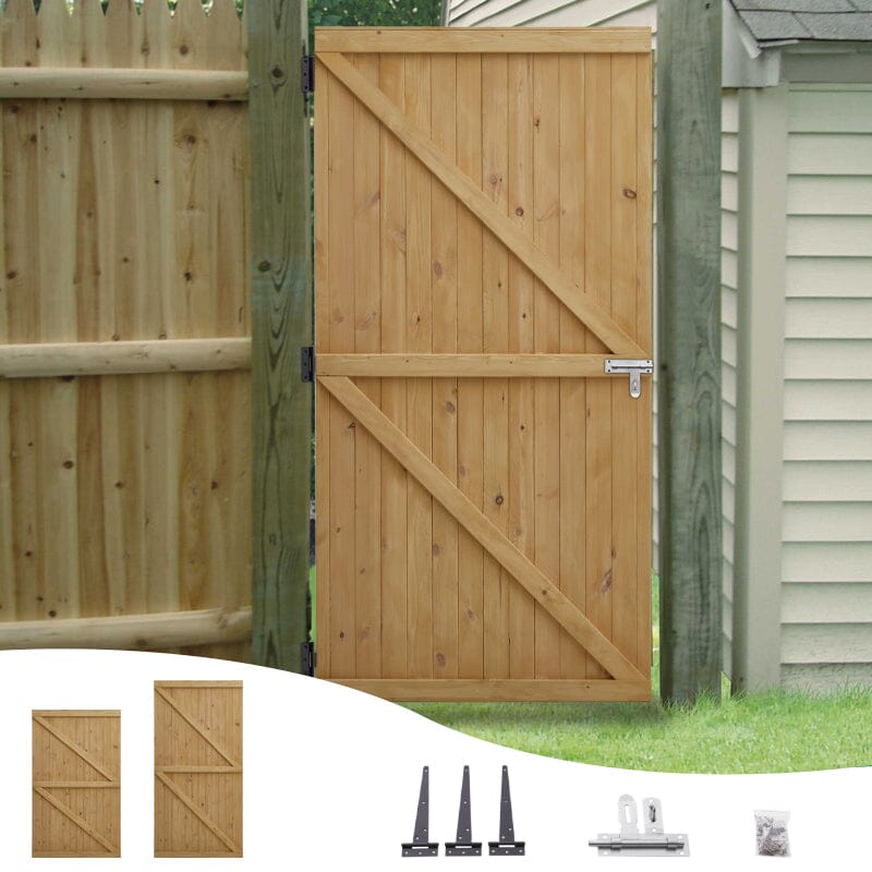 4ft/6ft H Pine Wood Garden Gate with Latch