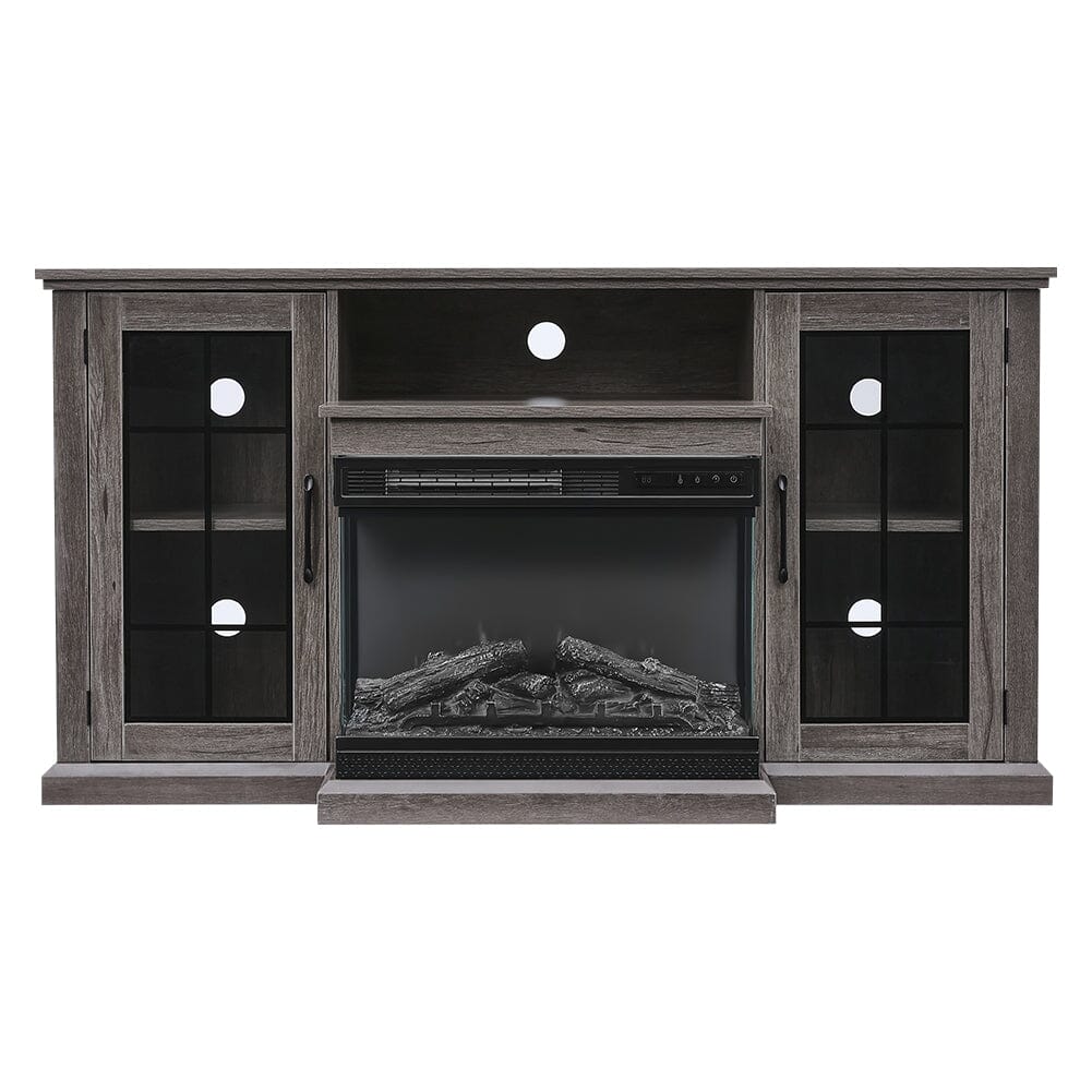 5ft Freestanding Fireplaces 3-Sided Electric Fireplace Rustic Grey TV Stand With Remote Control