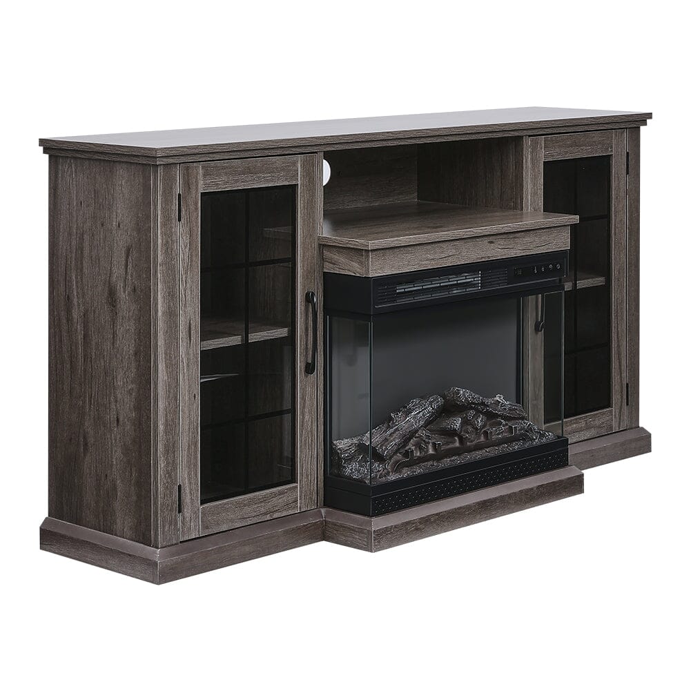 5ft Freestanding Fireplaces 3-Sided Electric Fireplace Rustic Grey TV Stand With Remote Control