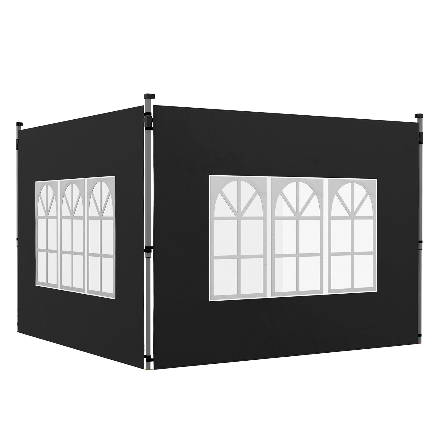 Panele boczne do altany Outsunny, wymiana boków z oknem do altany typu pop-up 3x3(m) lub 3x4m, 2 sztuki, czarne