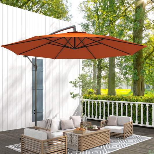 Outsunny 2.45m Overhanging Cantilever Parasol, with Cross Base - Orange