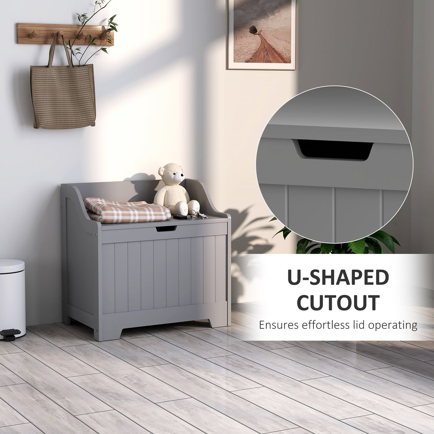 HOMCOM 61L Home Storage Chest - Grey