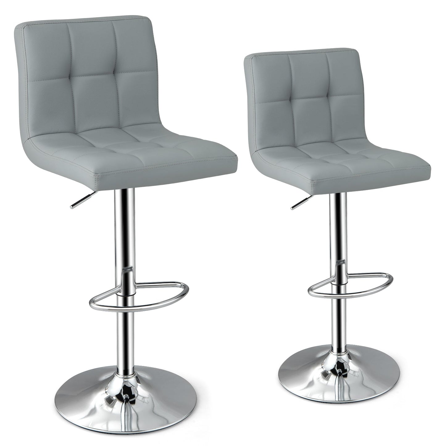PU Leather Bar Chairs with Adjustable Height for Kitchen Island and Pub-Grey