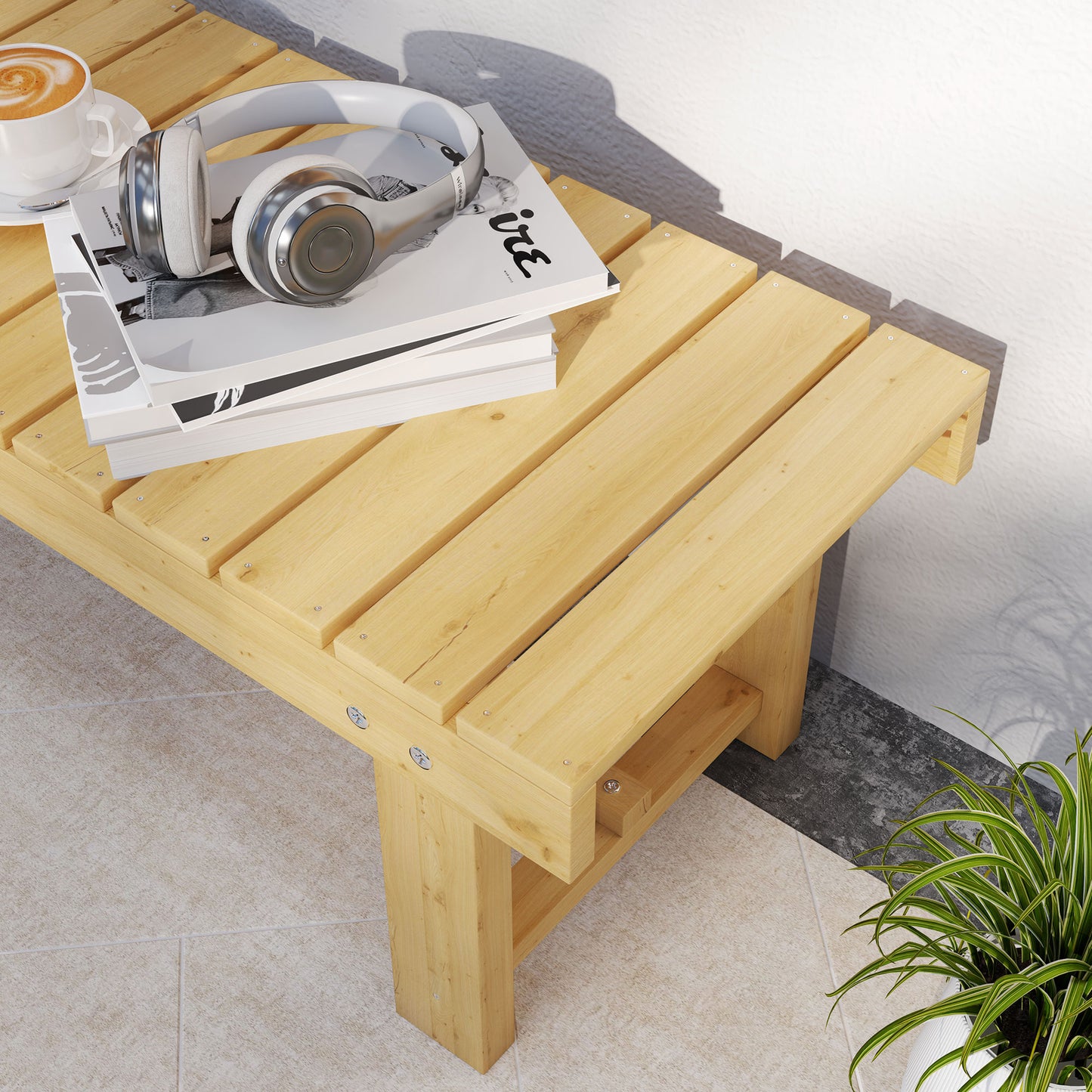 Outsunny 1-częściowa 2-osobowa ławka ogrodowa do użytku na zewnątrz i wewnątrz, drewniana, jodła, patio, 110 dł. x 38 szer. x 35 wys. cm, naturalna