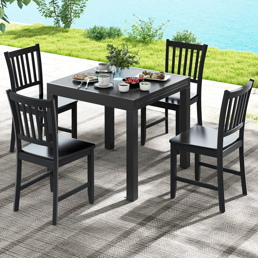 Patio Expandable Dining Table Rectangular Aluminum Dining Table for 4-6 Person-Grey