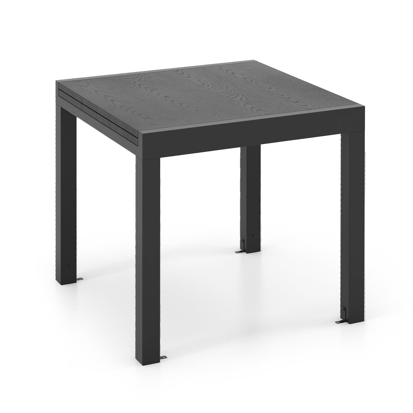 Patio Expandable Dining Table Rectangular Aluminum Dining Table for 4-6 Person-Grey