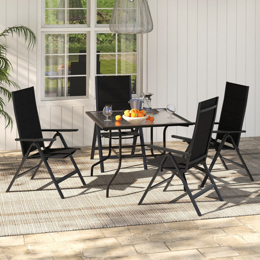 Patio Folding Chairs Lightweight Dining Chairs with Soft Padded Seat-Black