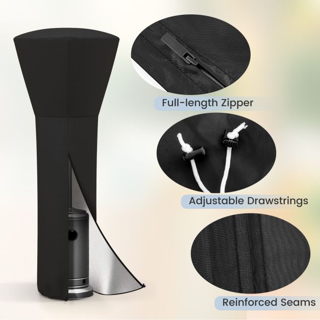 Outdoor Patio Heater Cover with Zipper and Storage Bag-Black