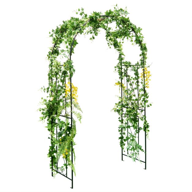 Garden Arch Arbor Trellis Patio Plant Stand Rack Archway-Black